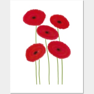 poppies, watercolor drawing Posters and Art